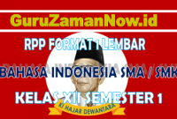 RPP Bahasa Indonesia 1 Lembar Kelas 12 Semester 1