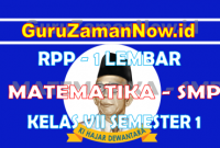 (Lengkap)-RPP Matematika 1 Lembar Kelas VII Semester 1